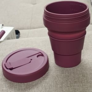 Collapsible cup w/4 reusable straws.